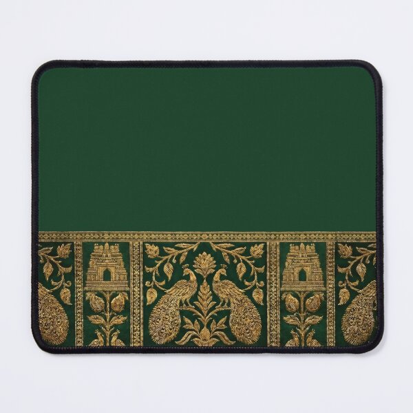 Item preview, Indian Kanjeevaram Silk Saree Print illustration - Emerald Green & Gold Zari Border designed and sold by Drishya-Designs.