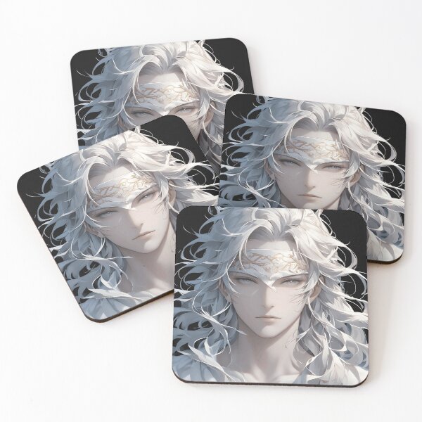 Item preview, Ethereal Serenity: The Ice-Eyed Anime Prince with Intricate Gold and White Circlet designed and sold by MouradStudio.