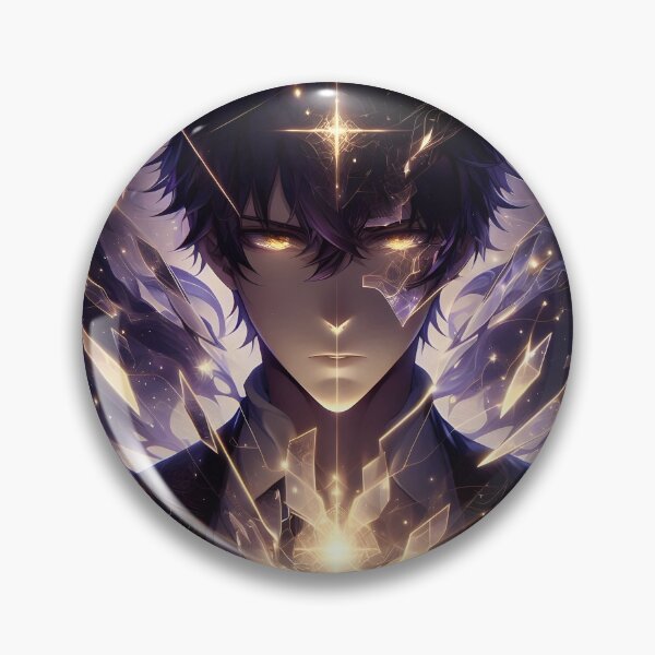 Item preview, Fractured Infinity: Golden-Eyed Anime Sorcerer of the Cosmic Geometric Void within Shattered Shards designed and sold by MouradStudio.