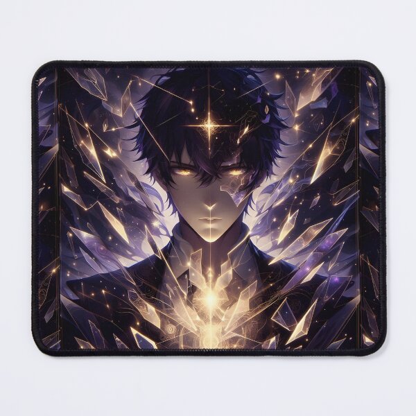 Item preview, Fractured Infinity: Golden-Eyed Anime Sorcerer of the Cosmic Geometric Void within Shattered Shards designed and sold by MouradStudio.