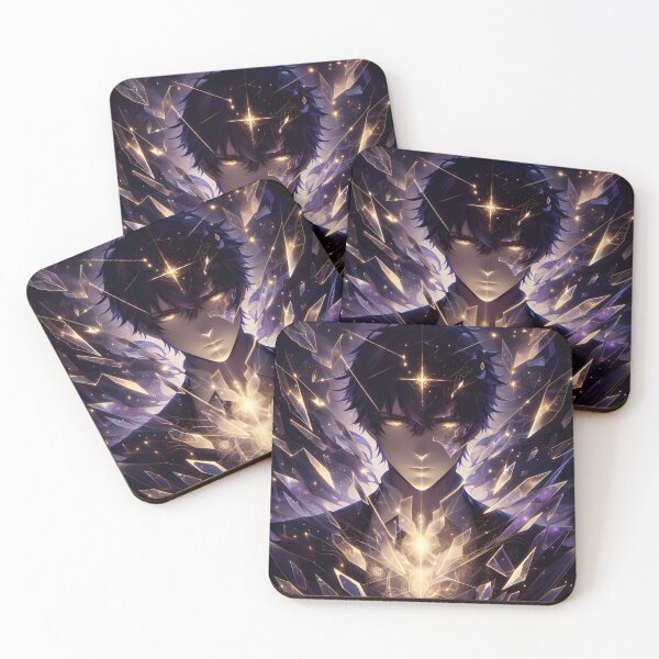 Item preview, Fractured Infinity: Golden-Eyed Anime Sorcerer of the Cosmic Geometric Void within Shattered Shards designed and sold by MouradStudio.