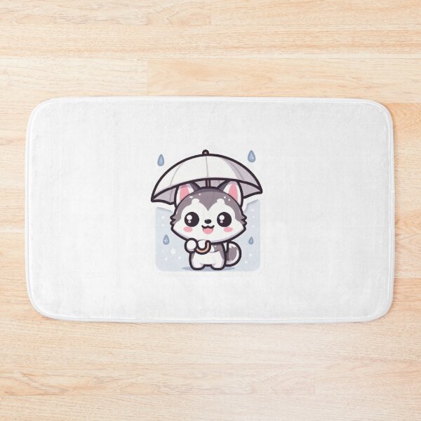 Item preview, Cute Husky Rain Sticker-Kawaii Puppy With Umbrella Chibi Cartoon  designed and sold by carestazafeli.