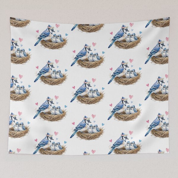 Item preview, Blue Jay mom and baby chicks designed and sold by Roy & Tiffany.