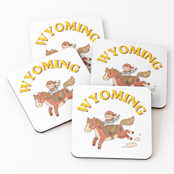 Item preview, Wyoming Bucking Horse & Rider - Whimsical Vintage Folk Art Design designed and sold by PeerMstudio.