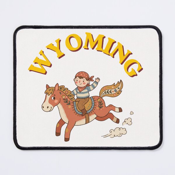 Item preview, Wyoming Bucking Horse & Rider - Whimsical Vintage Folk Art Design designed and sold by PeerMstudio.