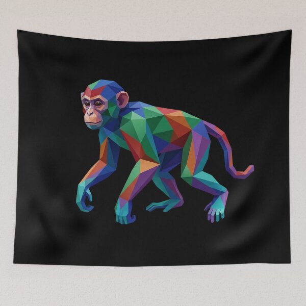 Item preview, Multicolor Polygonal Monkey – Geometric Chimpanzee Sticker for Modern Art Lovers designed and sold by bsbd-action.