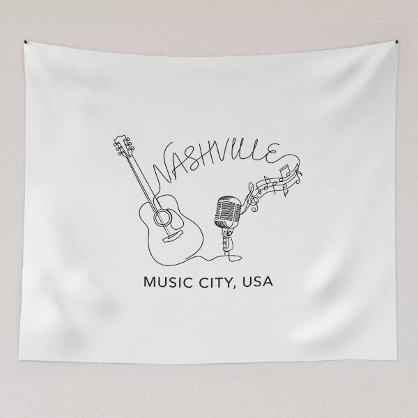 Item preview, Nashville Music City USA Guitar And Microphone Line Art designed and sold by Fenay Designs.