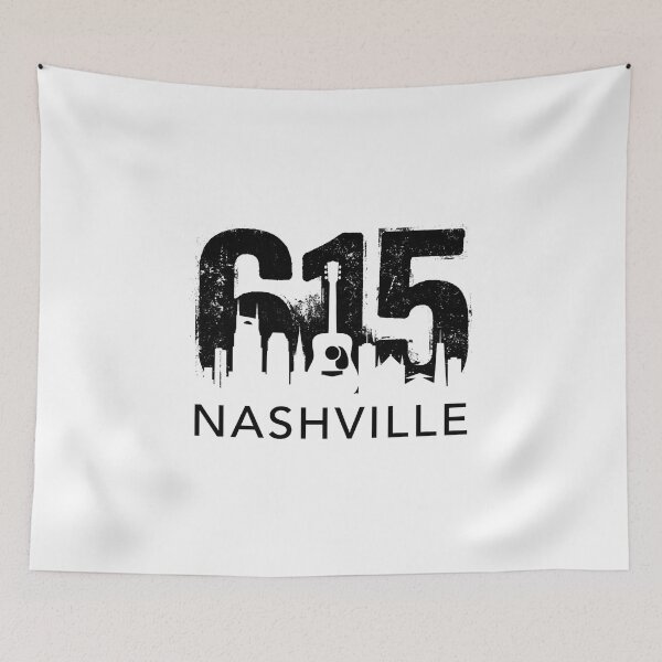Item preview, 615 Nashville Skyline Guitar Area Code Grunge Silhouette designed and sold by Fenay Designs.