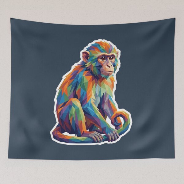 Item preview, Polygonal Sitting Monkey – Relaxed Ape Illustration for Meditation Lovers designed and sold by bsbd-action.
