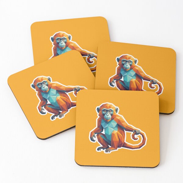 Item preview, Orange Polygonal Monkey – Energetic Monkey Accessory for Kids and Teens designed and sold by bsbd-action.
