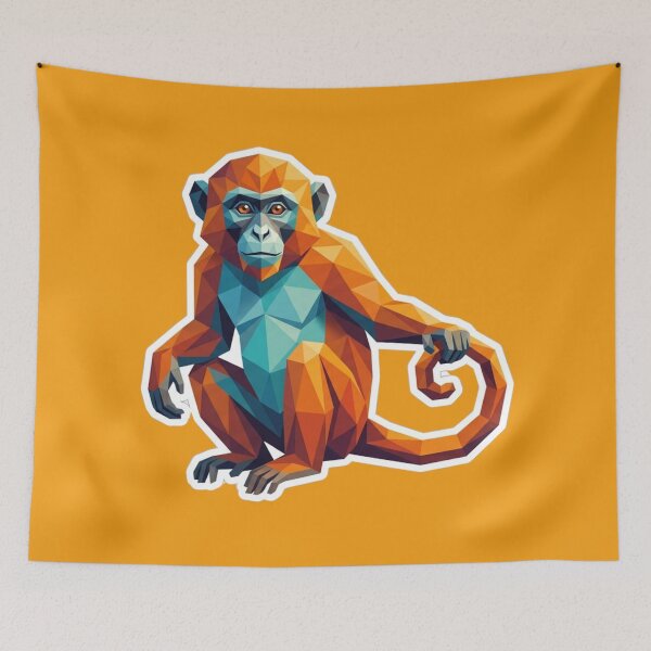 Item preview, Orange Polygonal Monkey – Energetic Monkey Accessory for Kids and Teens designed and sold by bsbd-action.