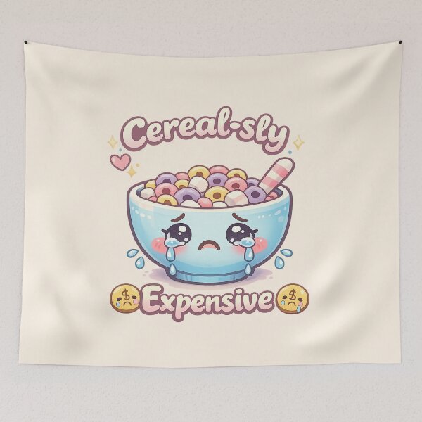 Item preview, Cute Crying Cereal Bowl Kawaii - Cereal-sly Expensive | Funny Food Pun Art designed and sold by PopCulturePixel.