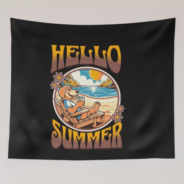 Item preview, Hello Summer Dog Beach Retro Groovy Vacation designed and sold by Tsugraf Designs.