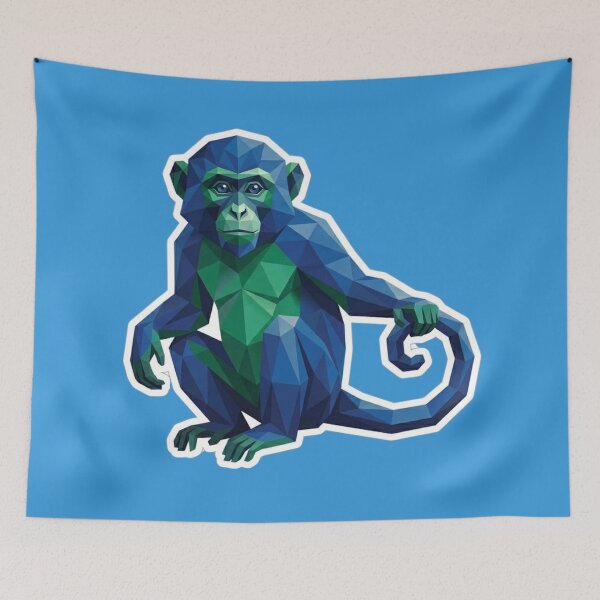 Item preview, Deep Blue Monkey – Geometric Ape Design for Ocean and Jungle Lovers designed and sold by bsbd-action.