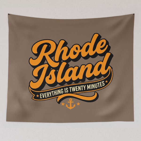 Item preview, Rhode Island Retro Everything Is Twenty Minutes Script Vector Aesthetic designed and sold by Cozy-Old-Pub.