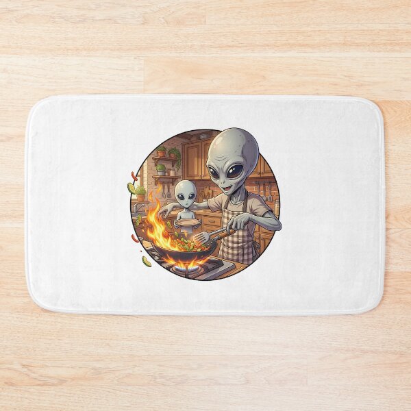 Item preview, Alien Dad Cooking Dinner with Little Alien designed and sold by Sunkhung.