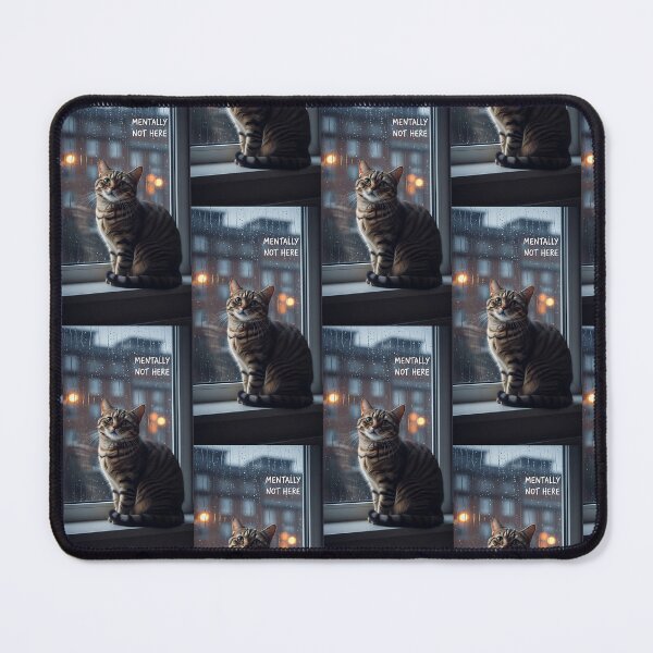 Artikelvorschau, Mentally Not Here Moody Cat Rain Window Art entworfen und verkauft von Itsheartshop.
