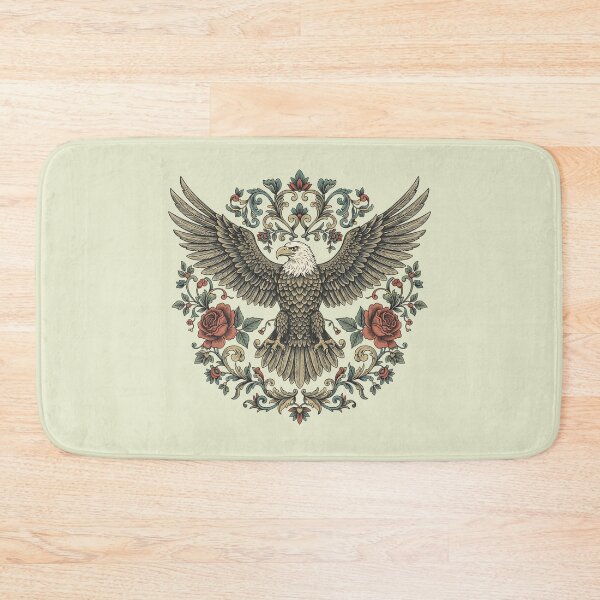 Item preview, Bald Eagle With Roses and Baroque Florals Vintage Bird Illustration designed and sold by BirdsnStuff.