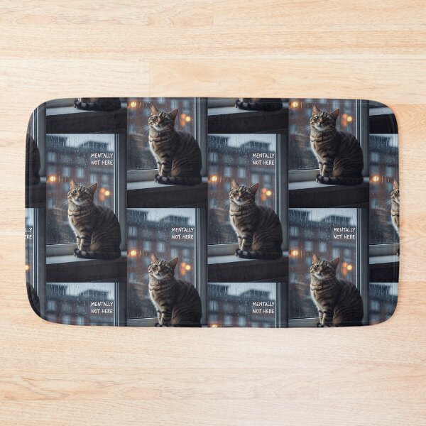 Item preview, Mentally Not Here Moody Cat Rain Window Art designed and sold by Itsheartshop.