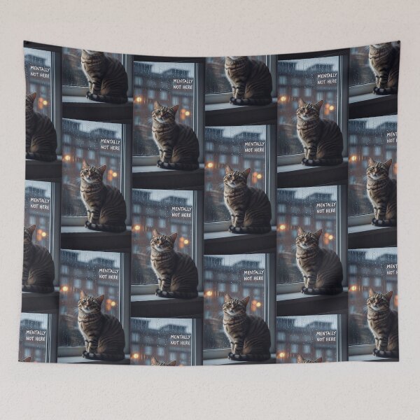 Item preview, Mentally Not Here Moody Cat Rain Window Art designed and sold by Itsheartshop.