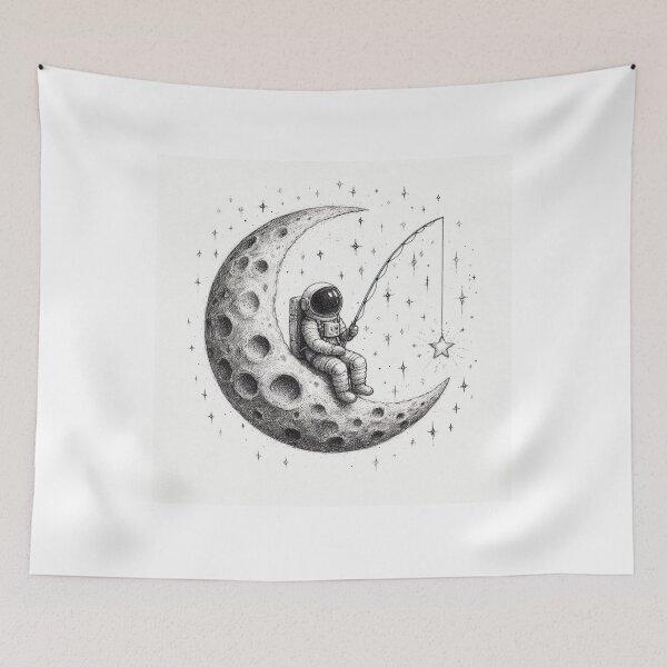 Item preview, astronaut fishing stars designed and sold by sevenmountains.