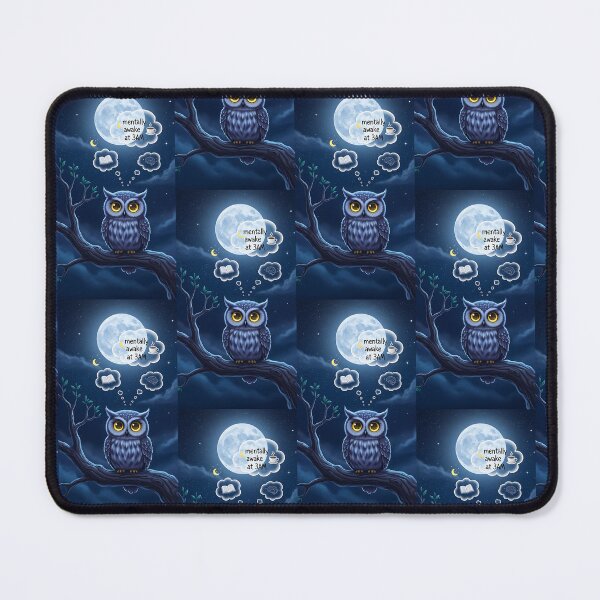 Item preview, Mentally Awake At 3AM Funny Owl Insomnia Night Art designed and sold by Itsheartshop.