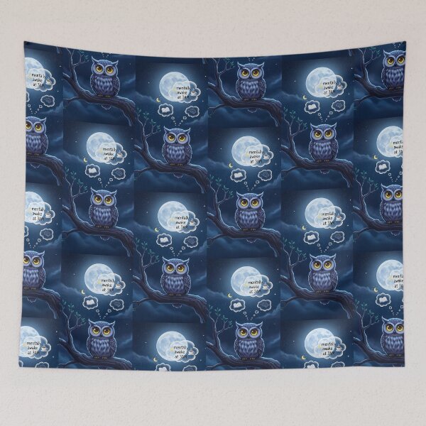 Item preview, Mentally Awake At 3AM Funny Owl Insomnia Night Art designed and sold by Itsheartshop.