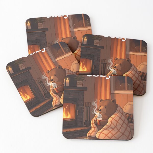 Item preview, Mentally Cozy Cute Bear Fireplace Cabin Art designed and sold by Itsheartshop.