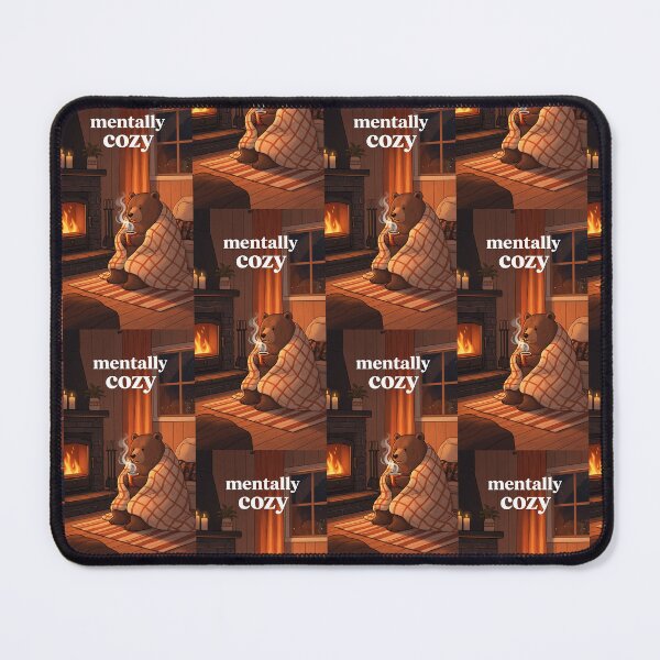 Item preview, Mentally Cozy Cute Bear Fireplace Cabin Art designed and sold by Itsheartshop.