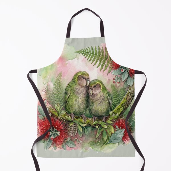 Item preview, Kakapo and Pohutukawa, green back ground designed and sold by carole hirst.