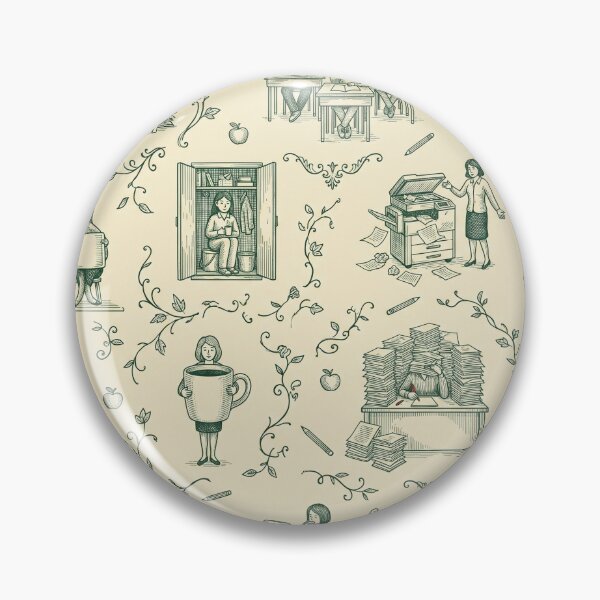 Item preview, Teacher Chaos Toile de Jouy Pattern in Forest Green designed and sold by Seeding Serendipity.