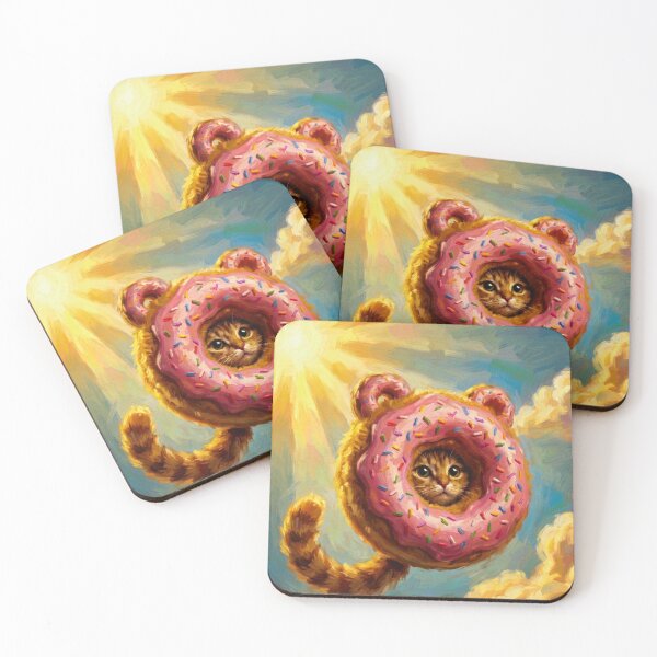 Item preview, Sweet Dreams & Whiskers: Impasto Fluffy Kitty Donut designed and sold by MagicMood Creations.
