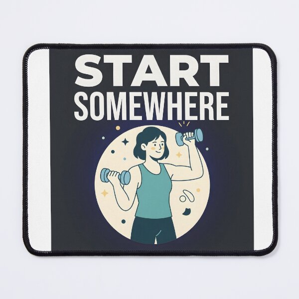 Item preview, Start Somewhere Motivational Fitness Quote - Retro Beginner Gym Art designed and sold by MCV-Designs.
