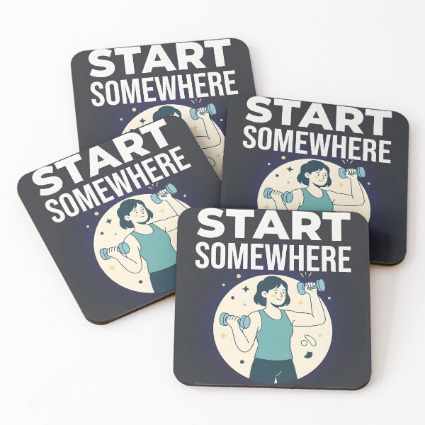 Item preview, Start Somewhere Motivational Fitness Quote - Retro Beginner Gym Art designed and sold by MCV-Designs.