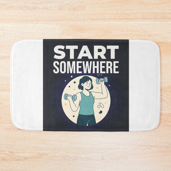 Item preview, Start Somewhere Motivational Fitness Quote - Retro Beginner Gym Art designed and sold by MCV-Designs.