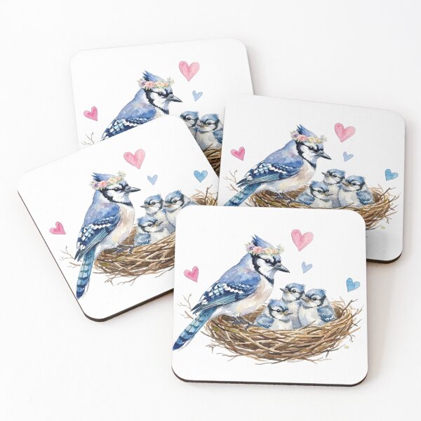 Item preview, Blue Jay mom and baby chicks designed and sold by Roy & Tiffany.