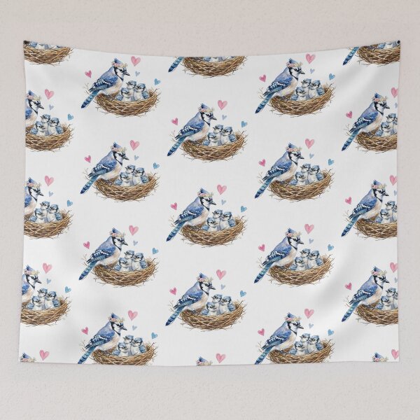 Item preview, Blue Jay mom and baby chicks designed and sold by Roy & Tiffany.