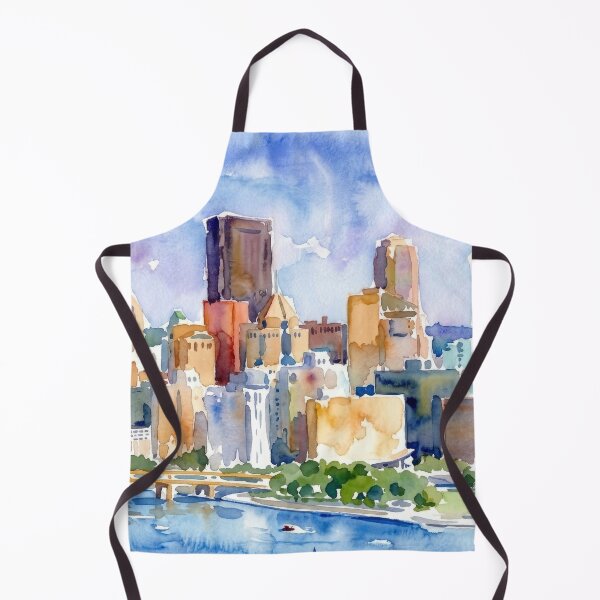 Item preview, Pittsburgh Skyline Watercolor Painting with Yellow Bridges designed and sold by caracatita75.
