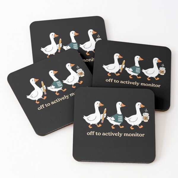 Item preview, Off To Actively Monitor Rosy Cheek Goose Trio Pencil Teal Shirt Leaf Coffee Funny Teacher designed and sold by graphixpolash.