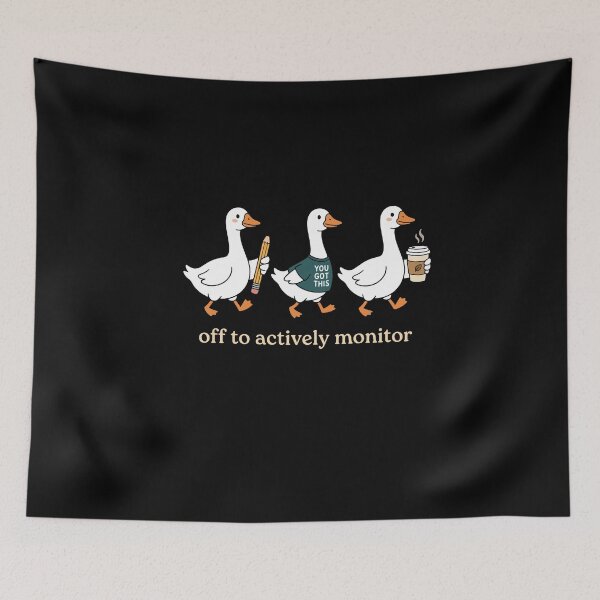Item preview, Off To Actively Monitor Rosy Cheek Goose Trio Pencil Teal Shirt Leaf Coffee Funny Teacher designed and sold by graphixpolash.