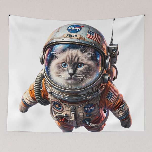 Item preview, Captain Felix The Space Cat | Retro Astronaut Kitty Art designed and sold by Cosmic Dream Studio.