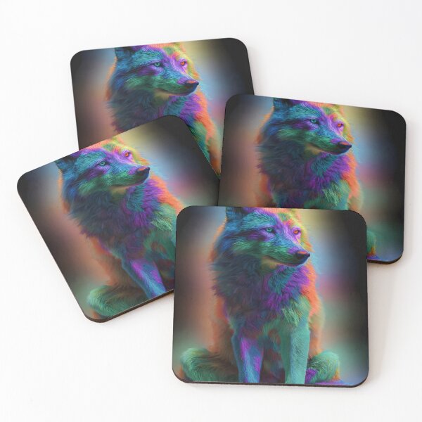 Item preview, Rainbow Cosmic Wolf – Vibrant Neon Animal Art, Galaxy Spirit Wolf Design designed and sold by RBToper.