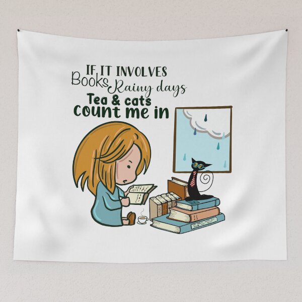 Item preview, Books Rainy Days Tea & Cats Count Me In designed and sold by SuperFloofRes.
