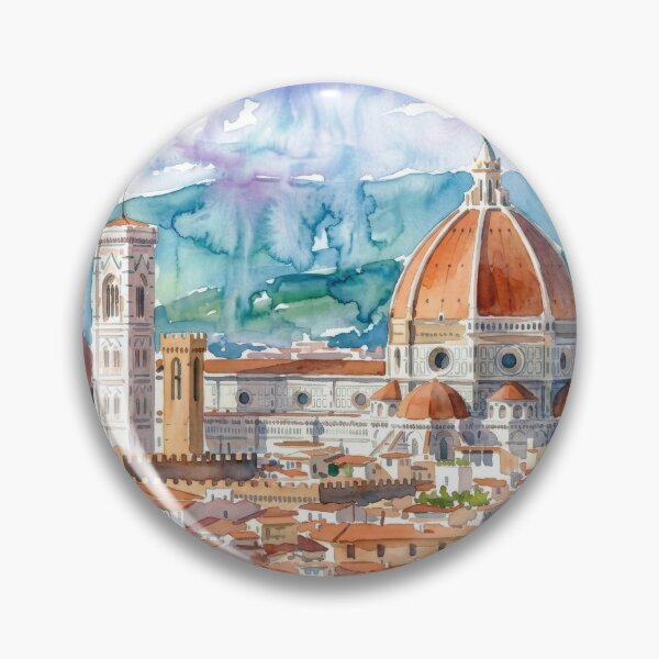 Item preview, Florence Italy Duomo Watercolor Cityscape Painting designed and sold by caracatita75.