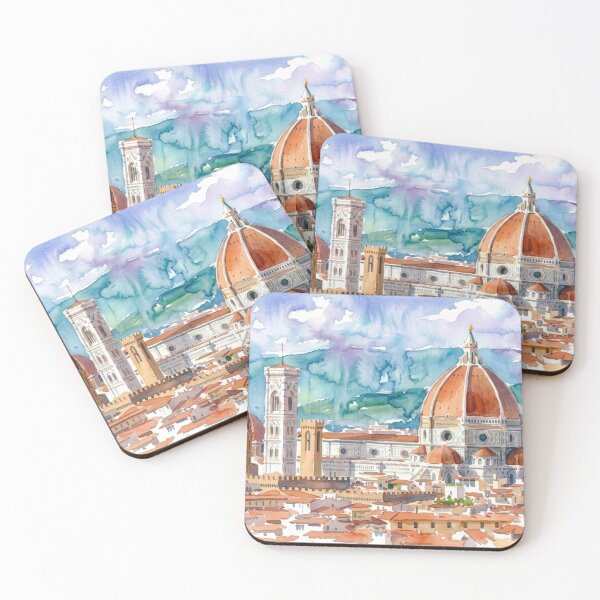 Item preview, Florence Italy Duomo Watercolor Cityscape Painting designed and sold by caracatita75.