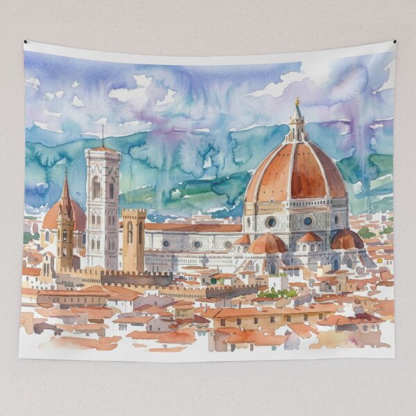 Item preview, Florence Italy Duomo Watercolor Cityscape Painting designed and sold by caracatita75.