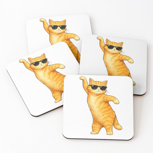 Item preview, Cool Dancing Cat with Sunglasses | Funny Orange Cat Streetwear T-Shirt & Sticker designed and sold by IconicDesignsXd.