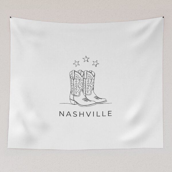Item preview, Nashville Minimalist Cowboy Boots Stars Line Art designed and sold by Fenay Designs.