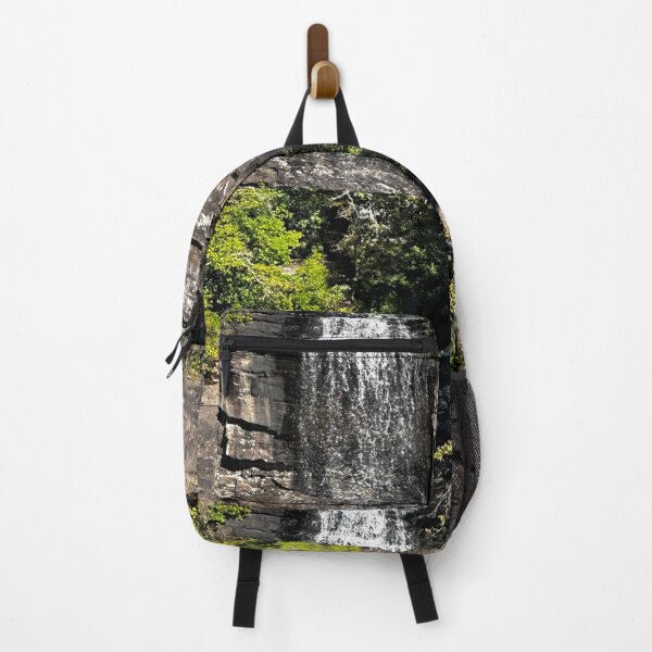 Item preview, Sunlit Forest Waterfall Over Rock Cliff designed and sold by Kavorra Collective .