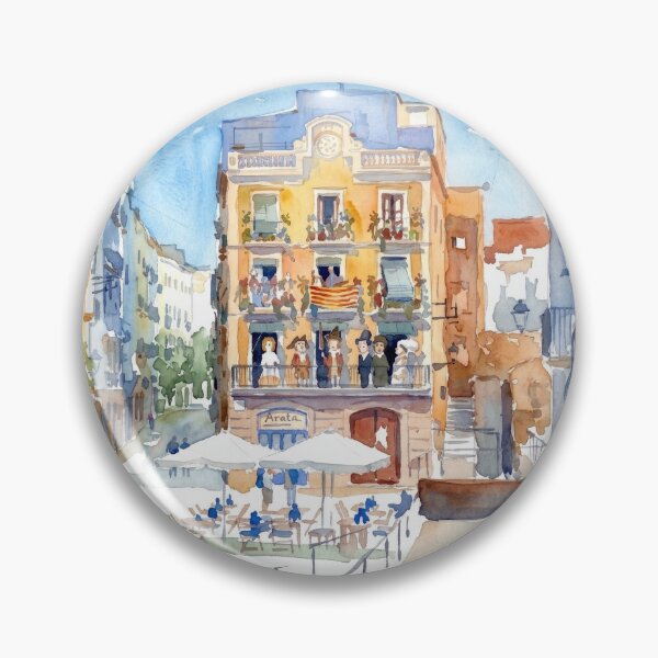 Item preview, Tarragona Spain Street Scene Watercolor Painting designed and sold by caracatita75.